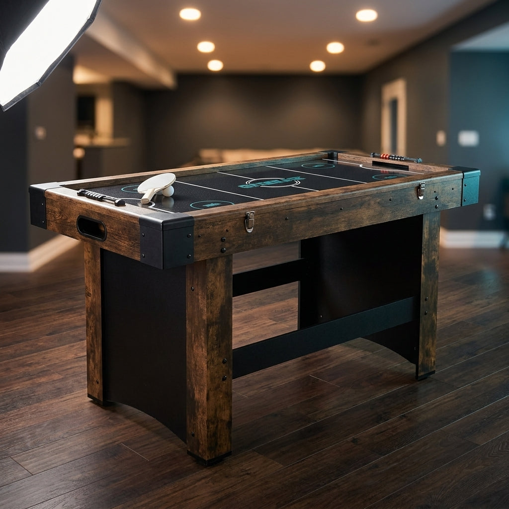 3-In-1 Combo Game Table Set, 54 In. Air Hockey Table, Multi Combination Table with Air Hockey, Ping Pong, Foosball — Studio Shot