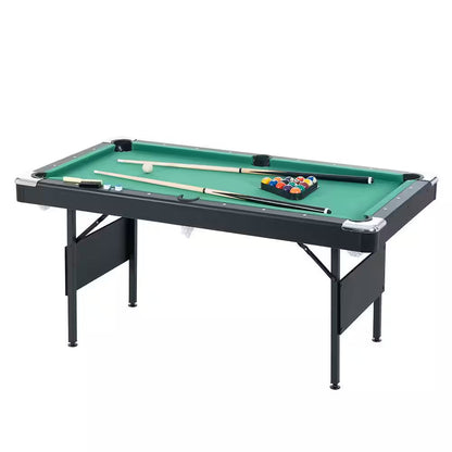 65.75-inch green portable foldable pool table with billiards accessory set