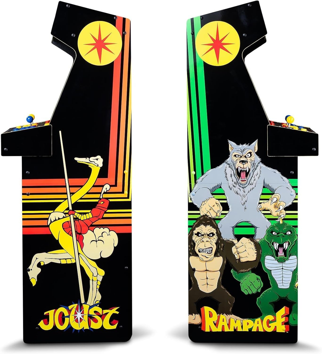 Arcade1Up Rampage and Joust Deluxe arcade machine with light-up marquee