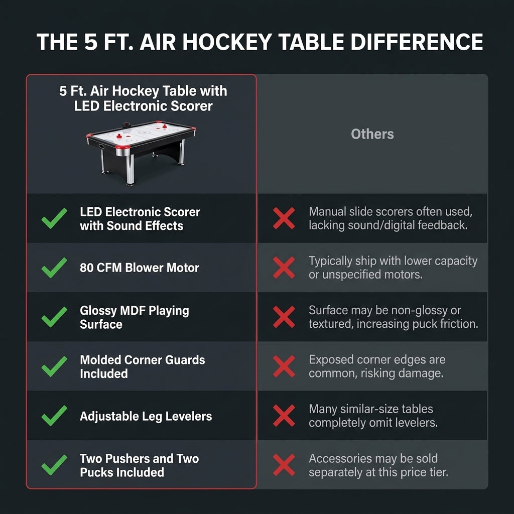 5 Ft. Air Hockey Table with Led Electronic Scorer — Comparison
