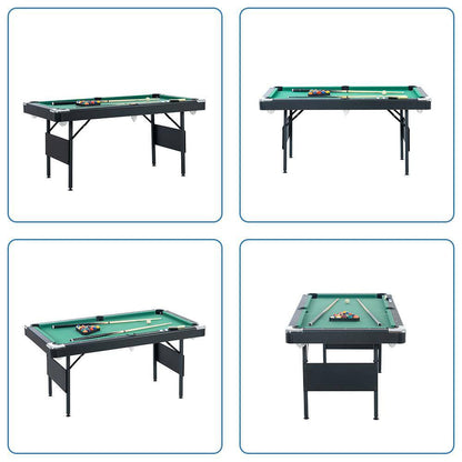65.75-inch green portable foldable pool table with billiards accessory set