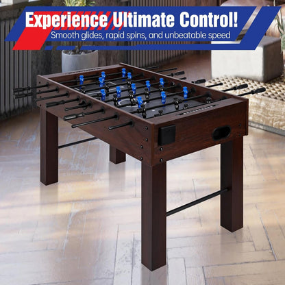 54-inch full-size dark wood foosball table for home game rooms