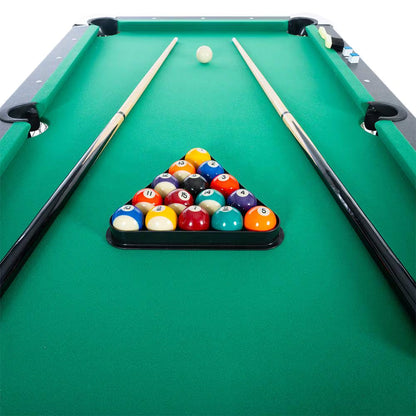 65.75-inch green portable foldable pool table with billiards accessory set