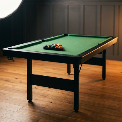 65.75 In. Green Portable Pool Table Game Billiard Table - Includes Full Set of Balls 1 Brush 1 Triangle Rack 2 Chalk — Studio Shot