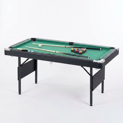 65.75 In. Green Portable Pool Table Game Billiard Table - Includes Full Set of Balls 1 Brush 1 Triangle Rack 2 Chalk — Studio Shot