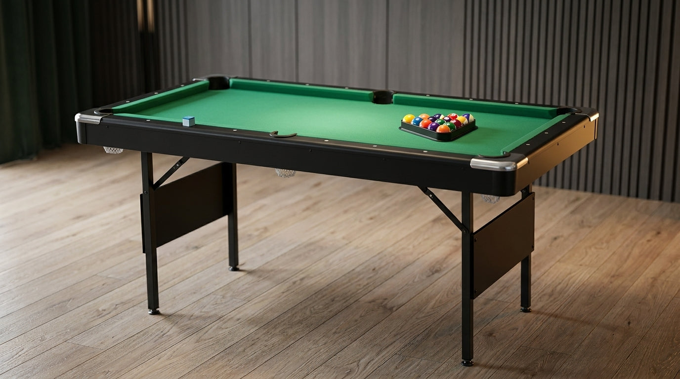65.75 In. Green Portable Pool Table Game Billiard Table - Includes Full Set of Balls 1 Brush 1 Triangle Rack 2 Chalk — Lifestyle