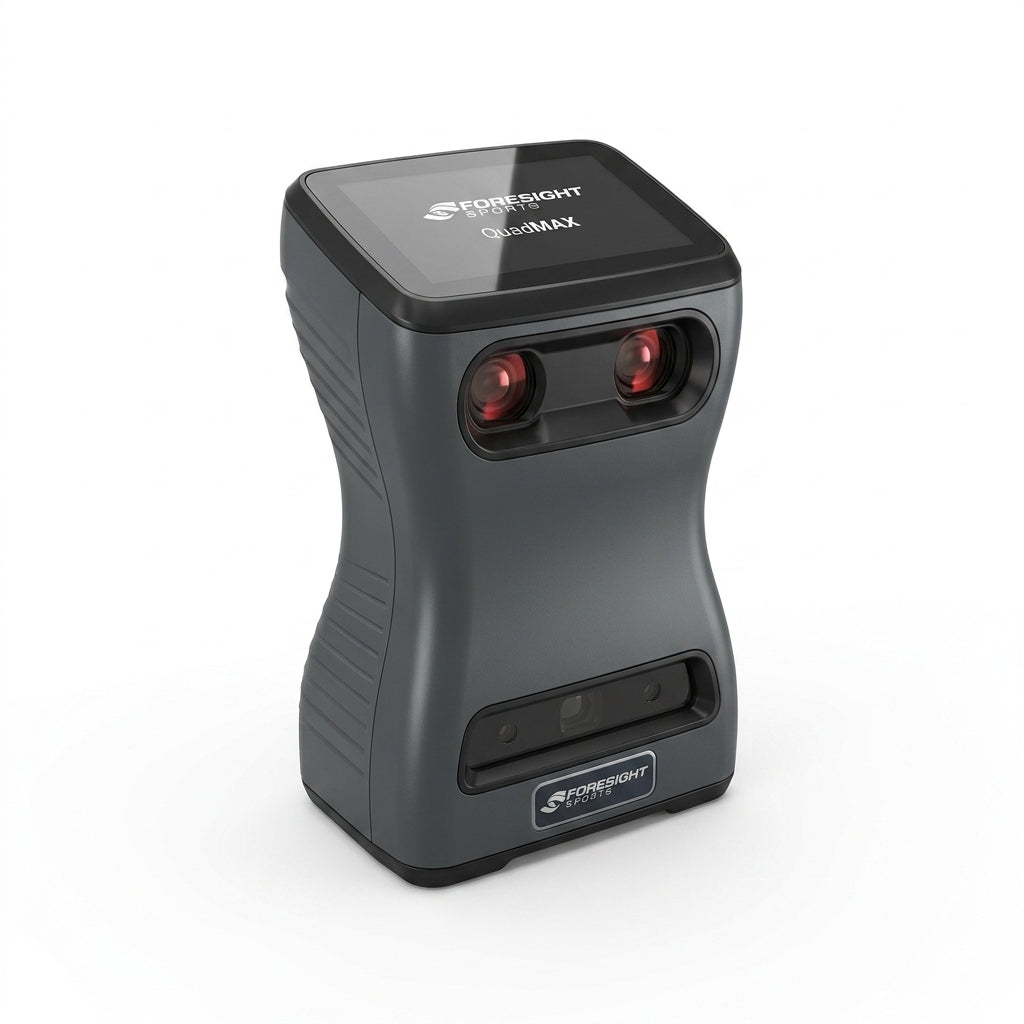 Golf Launch Monitor Built to Maximize Performance, Four-Camera Photometric Technology, Touchscreen Display — Studio Shot