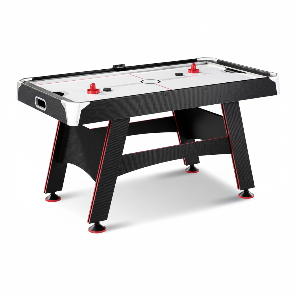 five-foot air hockey table with LED electronic scorer, pushers and pucks