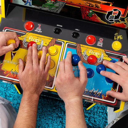 Arcade1Up Rampage and Joust Deluxe arcade machine with light-up marquee