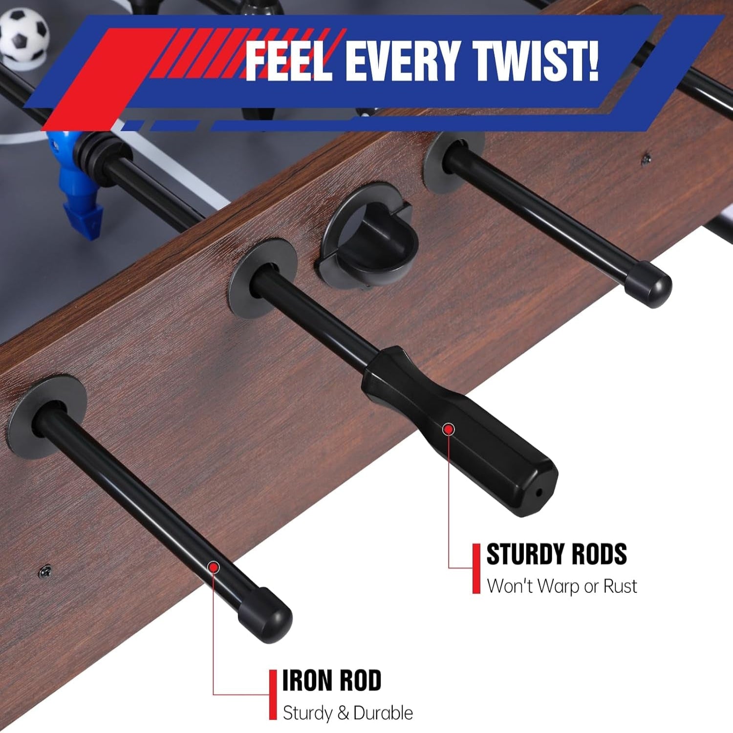 54-inch full-size dark wood foosball table for home game rooms