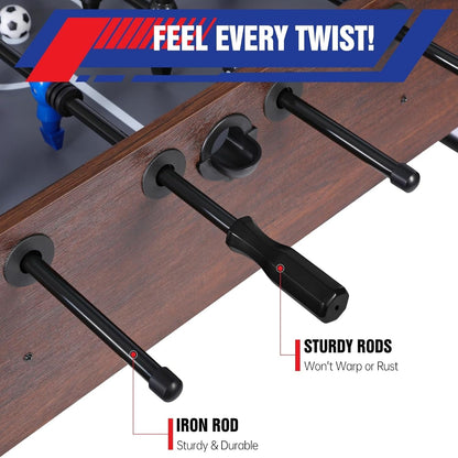 54-inch full-size dark wood foosball table for home game rooms