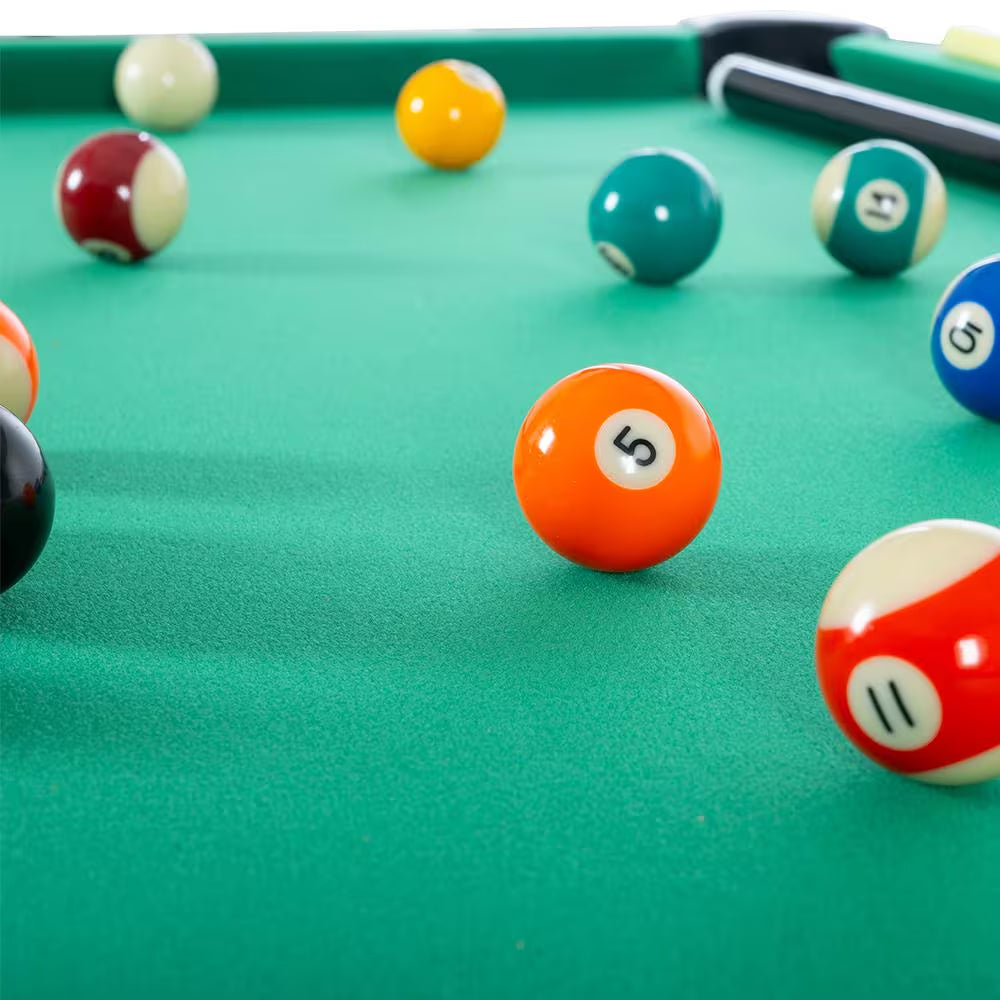 65.75-inch green portable foldable pool table with billiards accessory set