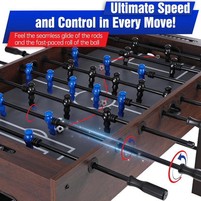 54-inch full-size dark wood foosball table for home game rooms