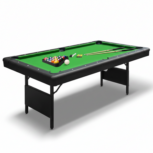 SereneLife 76-inch folding pool table with green playing surface and billiards accessories